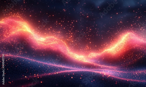 Abstract glowing particle background
