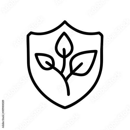 Shield with leaves logo, representing environment and protection. A symbol of ecological consciousness and nature conservation