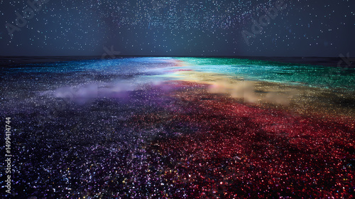 Vibrant Cosmic Landscape with Stars and Colorful Galaxies