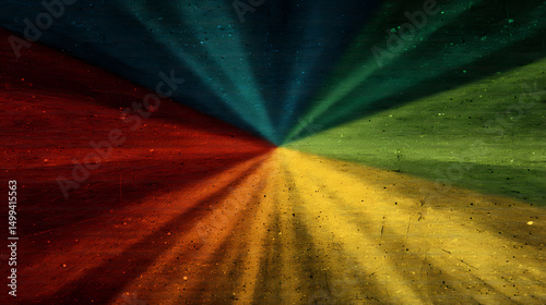 Colorful Radiant Light Beams Emerging from a Central Point Background