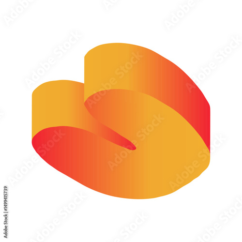 Abstract 3d figure element in children's doodle style in bright cartoon gradient color on white background