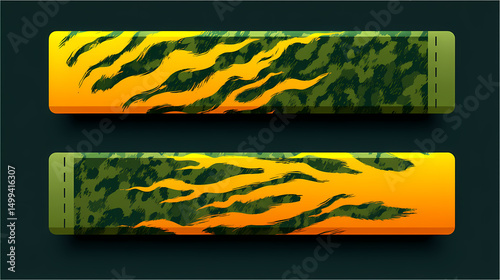 Abstract design showcasing vibrant tiger stripes and camouflage patterns