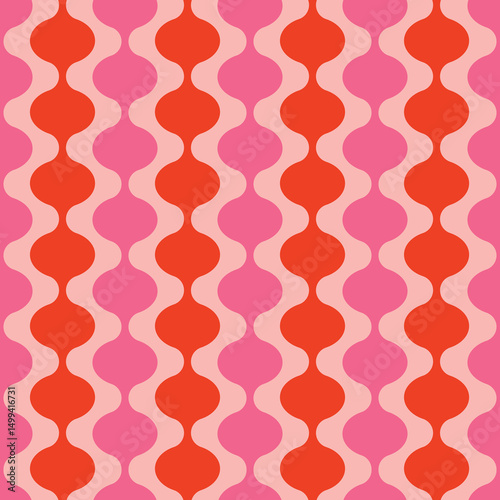 Minimalist seamless vector pattern in red and pink colors. Retro design. Modern abstract background illustration.