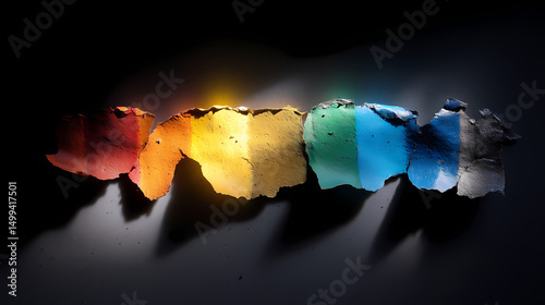 Colorful Abstract Textures on Black Background with Shadows