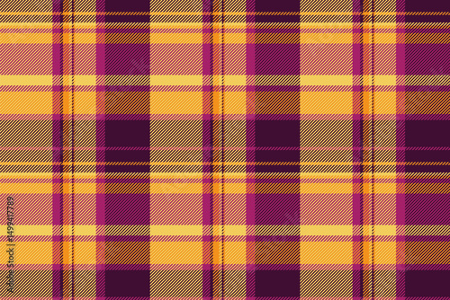 Worn background textile plaid, order fabric pattern tartan. Silky vector texture check seamless in yellow and dark colors.