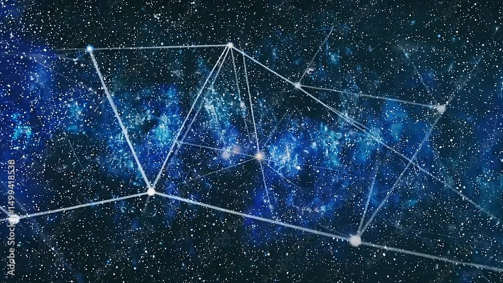 Cosmic Geometry Abstract Nebula with Connecting Lines and Stars