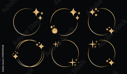 gold star circle elegant logo design concept template