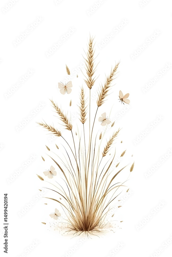 Fototapeta premium Wheat with butterfly 