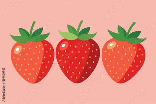 Set of Berry Strawberry in Doodle Style, Vector Illustration. Editable Vector.