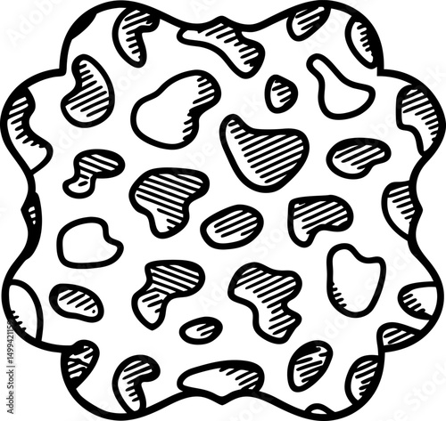 Black and white cow print pattern, abstract animal skin design