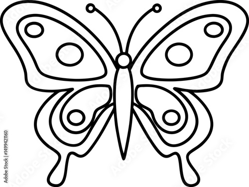 Butterfly outline illustration showcasing intricate symmetrical design patterns
