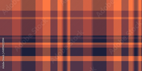 Warm autumnal plaid pattern in rich orange and deep navy hues.  Perfect for fallthemed designs, apparel, or website backgrounds.