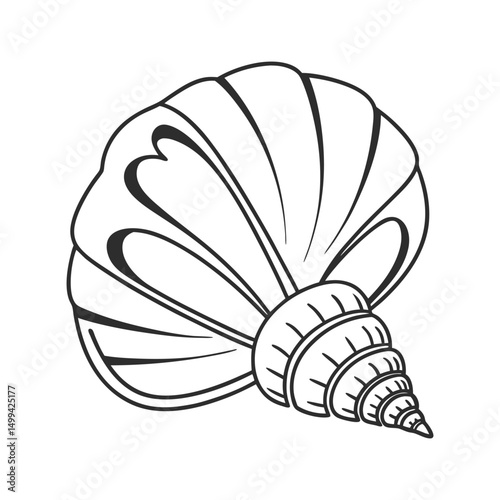 hot air balloon vector illustration seashell icon flat vector design