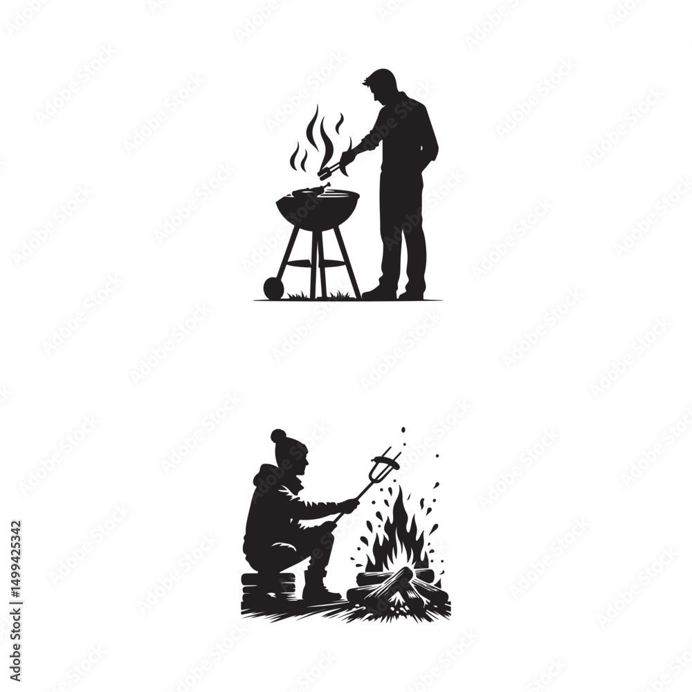 Obraz premium man on a barbeque