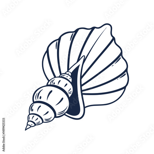 snail shell vector seashell icon flat vector design