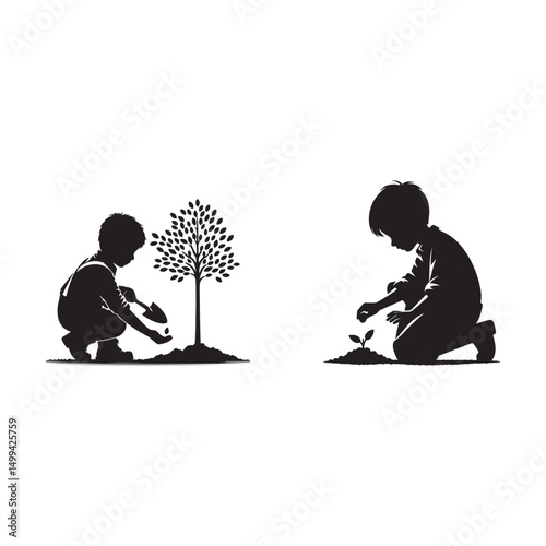 boy planting a seed