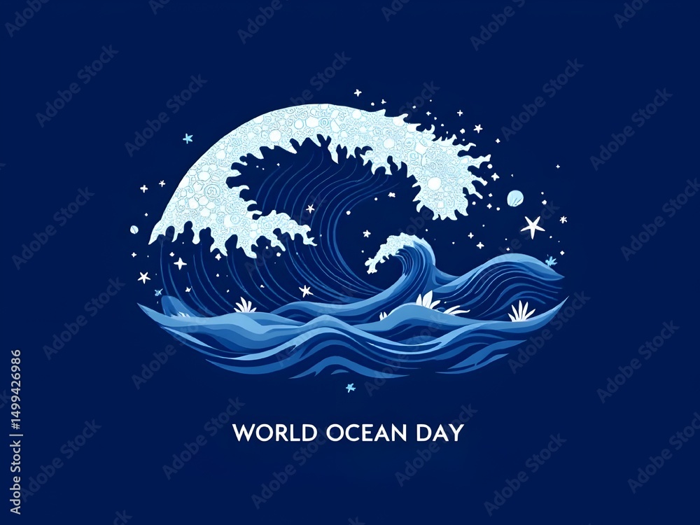 Naklejka premium World's Ocean Day greetings card design