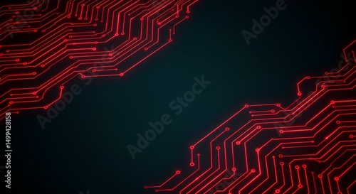 Futuristic Digital Circuit Lines on Dark Background