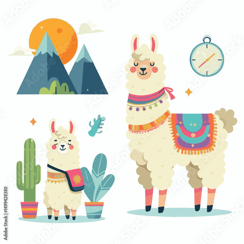 animal, llama, mammal, nature, alpaca, farm, cute, lama, wool, vector, pet, illustration, domestic, fluffy, peru, portrait, wildlife, cartoon, isolated, fur, graphic, zoo, character, furry, funny, out