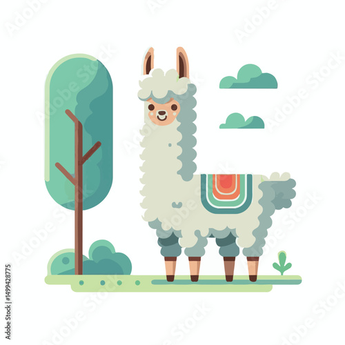 animal, llama, mammal, nature, alpaca, farm, cute, lama, wool, vector, pet, illustration, domestic, fluffy, peru, portrait, wildlife, cartoon, isolated, fur, graphic, zoo, character, furry, funny, out
