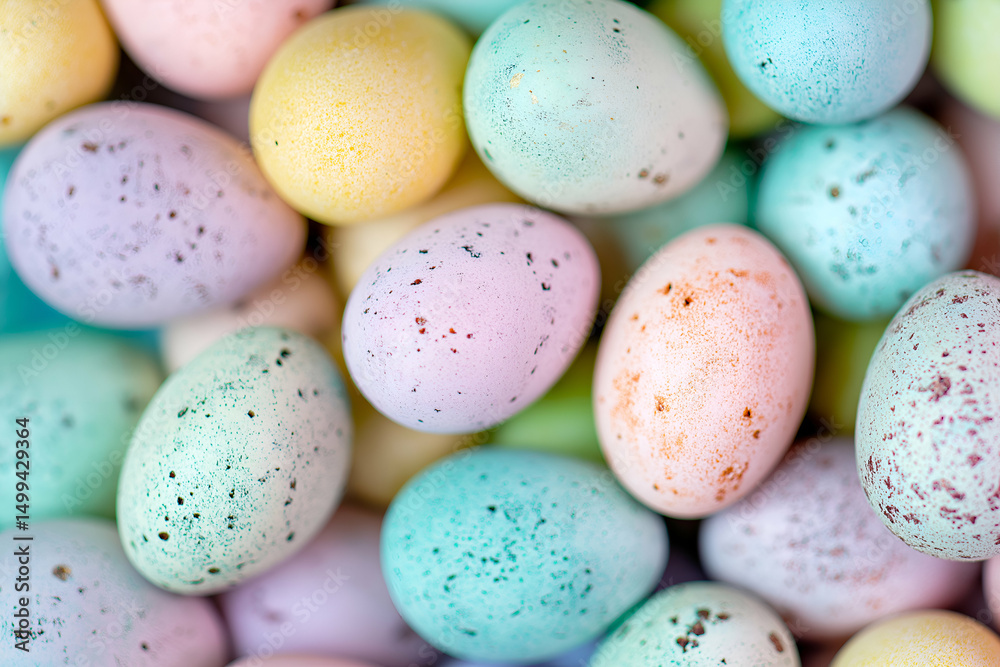 Close-up of Pastel Speckled Eggs for Spring or Easter Holiday, Seasonal and Holiday Bokeh Concept Close-up of Pastel Speckled Eggs for Spring or Easter Holiday, Seasonal and Holiday Bokeh Concept