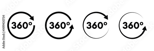 360 degrees icon set isolated vector illustration