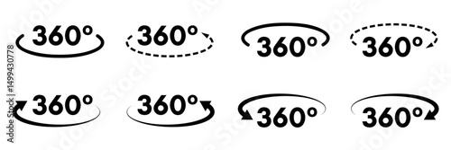 360 degrees icon set isolated vector illustration