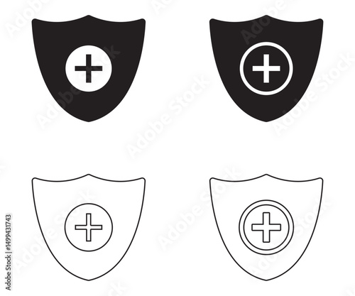 Health insurance icon, medical health protection icon vector