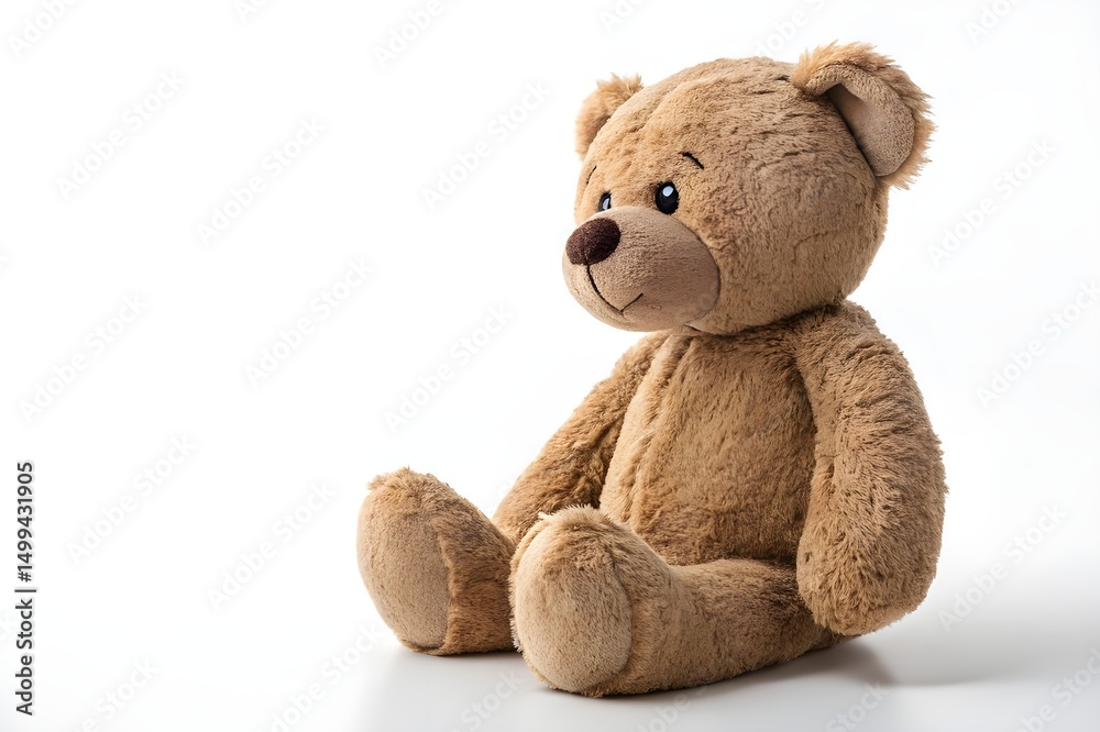 Obraz premium Brown Teddy Bear – High-Resolution Studio Shot of Soft Plush Toy Isolated on White Background