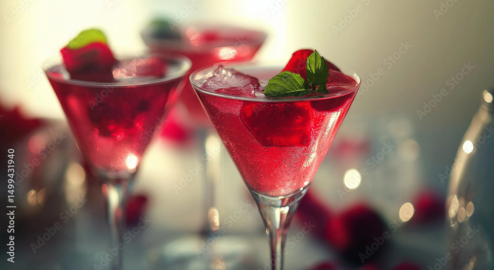 Bebidas espumantes de rosas comemorativas em copos elegantes em uma festa Bebidas espumantes de rosas comemorativas em copos elegantes em uma festa