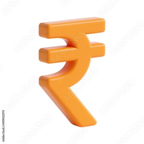 3d render of orange indian rupee symbol