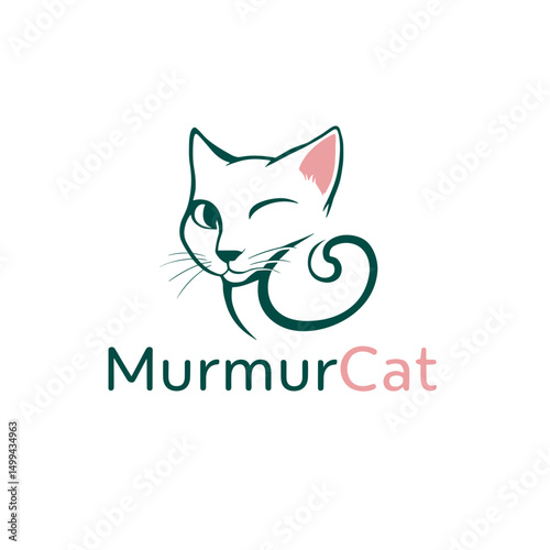 Cat logo icon design with a playful style and pastel colors, copy space