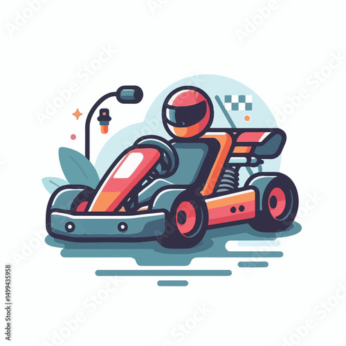 track, motor, speed, sport, wheel, racer, driver, go, competition, fast, cart, race, action, car, helmet, karting, vehicle, fun, kart, gokart, auto, motorsport, illustration, carting, motion, vector, 