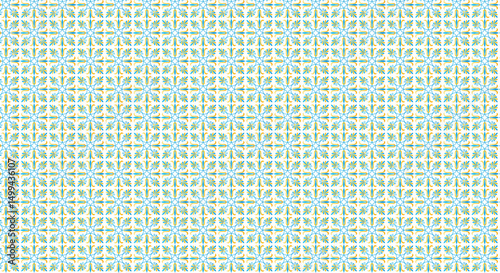 Decorative tile pattern illustration featuring floral motifs in blue, yellow, and green colors