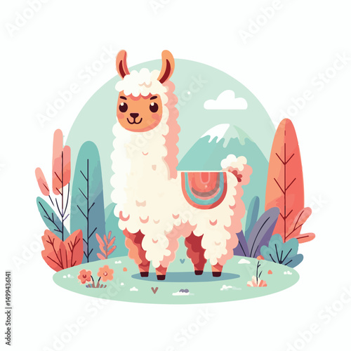 animal, llama, mammal, nature, alpaca, farm, cute, lama, wool, vector, pet, illustration, domestic, fluffy, peru, portrait, wildlife, cartoon, isolated, fur, graphic, zoo, character, furry, funny, out