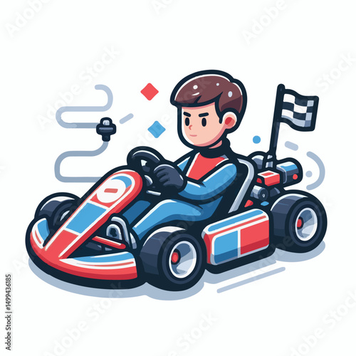 track, motor, speed, sport, wheel, racer, driver, go, competition, fast, cart, race, action, car, helmet, karting, vehicle, fun, kart, gokart, auto, motorsport, illustration, carting, motion, vector, 