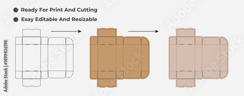 Kraft Mailer Box Packaging Die line and die cut Mailer box die line template, vector design print ready tamplate
