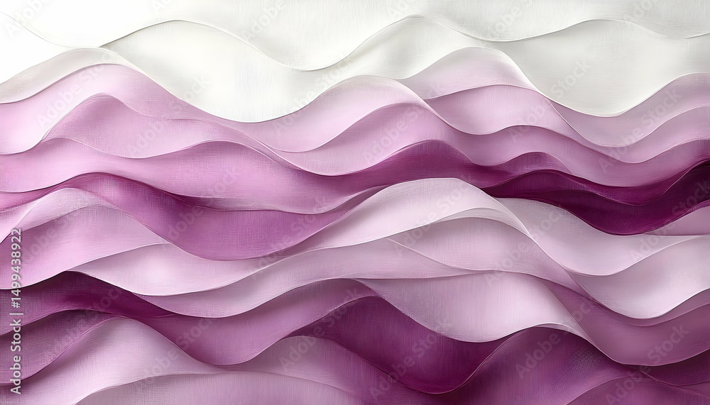 Obraz premium Gradient waves of layered, purple and white fabric create a flowing, textured abstract pattern