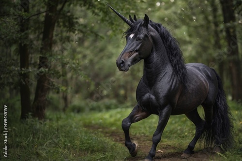 gorgerous beautiful black unicorn in natore