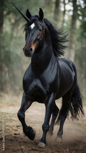 gorgerous beautiful black unicorn in natore