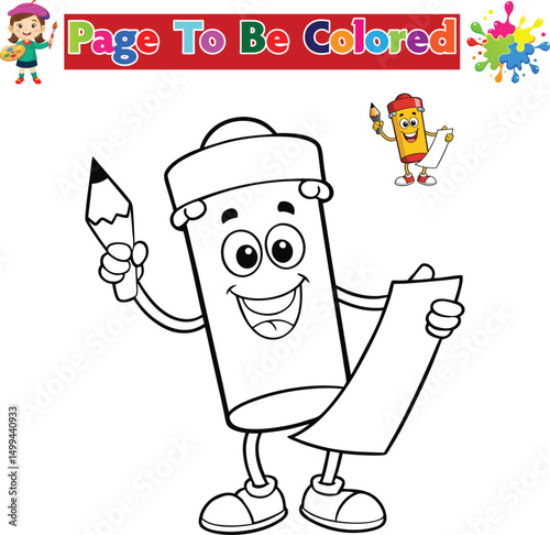 Pencil Holder Coloring Page for Kids Printable School Tools Activity

