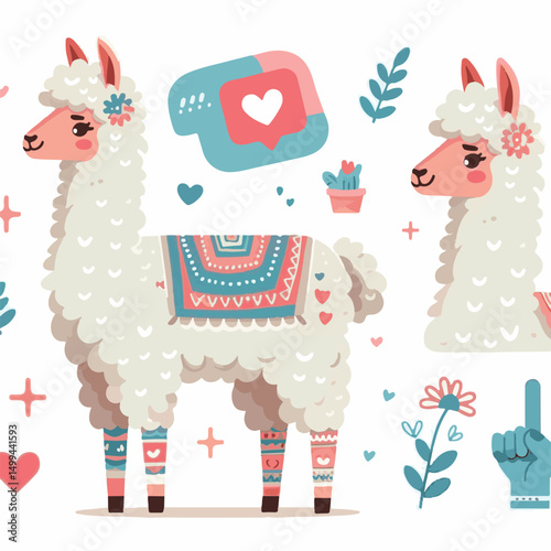 animal, llama, mammal, nature, alpaca, farm, cute, lama, wool, vector, pet, illustration, domestic, fluffy, peru, portrait, wildlife, cartoon, isolated, fur, graphic, zoo, character, furry, funny, out