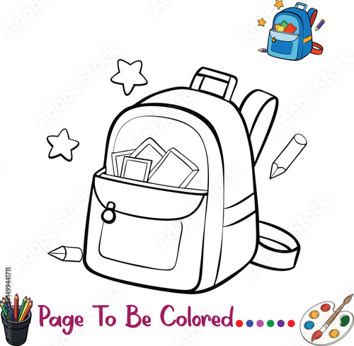 School Backpack Coloring Page for Kids Printable Back to School Activity

