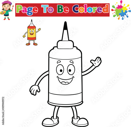 Cute Glue Bottle Coloring Page for Kids Printable School Supply Activity


