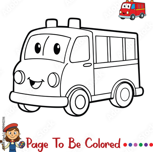 Cute Fire Truck Coloring Page for Kids Printable Vehicle Activity Sheet


