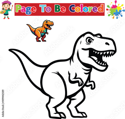 T-Rex Dinosaur Coloring Page for Kids Fun Prehistoric Activity Sheet

