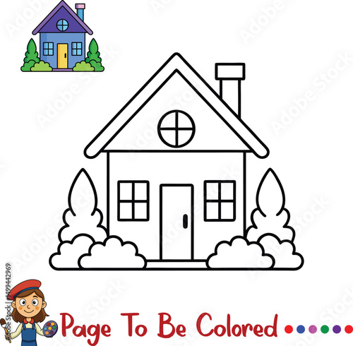 Cute house coloring page for children. Great for printable activities, learning shapes, and preschool educational fun.


