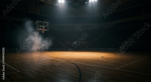 Arenas eerie solitude basketball net and smoke