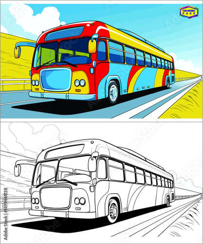 Bus Coloring Page Vector