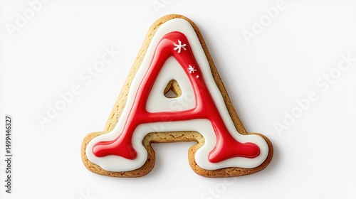 Alphabet Letter A Shaped Cookie Art On White Background. Creative Biscuit Design With Letter A Shape, Food Art Concept.
